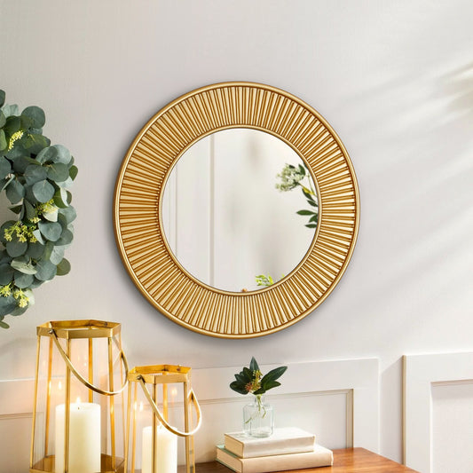 GD005 Gold Frame Round Mirror – Elegant Wall Mirror