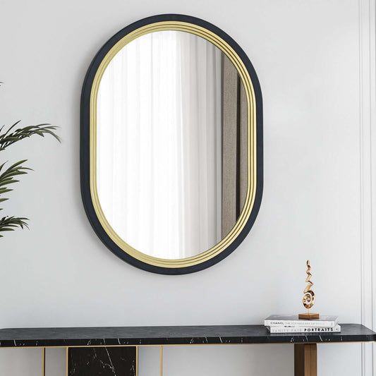 GD013 Oval Black and Gold Wall Mirror