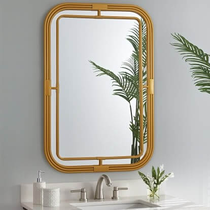 GD014 Gold Curved Rectangular Mirror