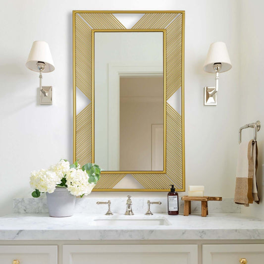 GD015 Gold Rectangular Modern Wall Mirror