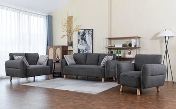 Georgia 3+1+1 Sofa Suite Fixed- Dark Grey