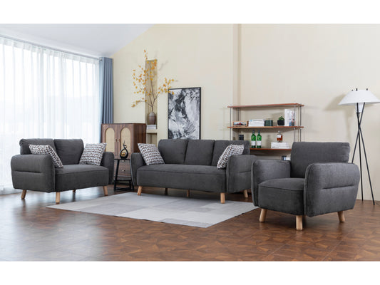 Georgia 3+2 Sofa Suite Fixed- Dark Grey