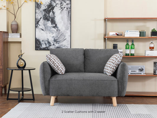 Georgia 2 Seater Fixed Sofa- Dark Grey