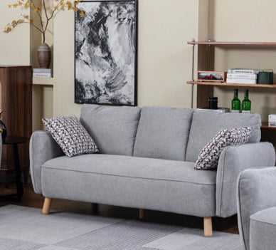 Georgia 3 Seater Fixed Sofa- Light Grey