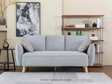 Georgia 3 Seater Fixed Sofa- Light Grey