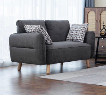 Georgia 2 Seater Fixed Sofa- Dark Grey
