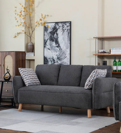 Georgia 3 Seater Fixed Sofa- Dark Grey