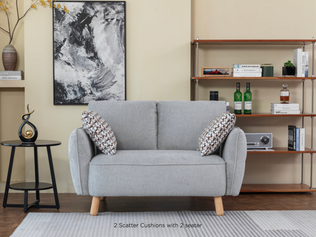 Georgia 2 Seater Fixed Sofa- Light Grey