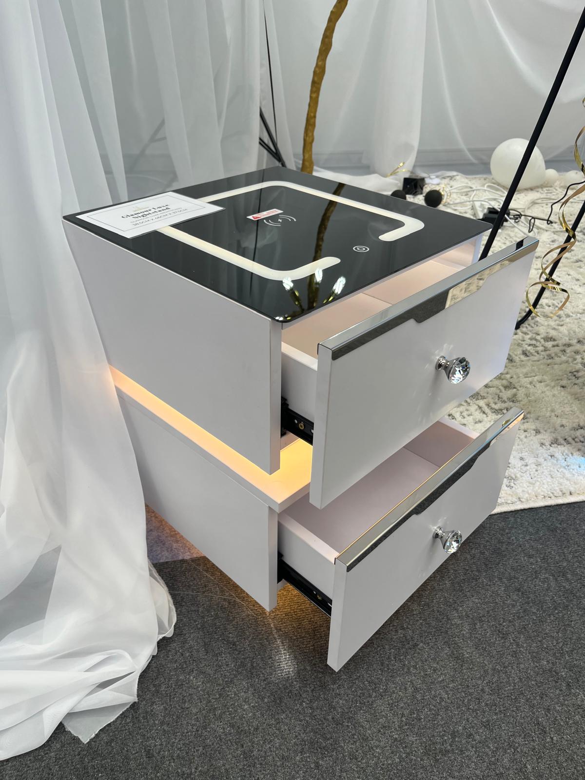 Luxe Nightstand With Wireless Charging and Led Lights