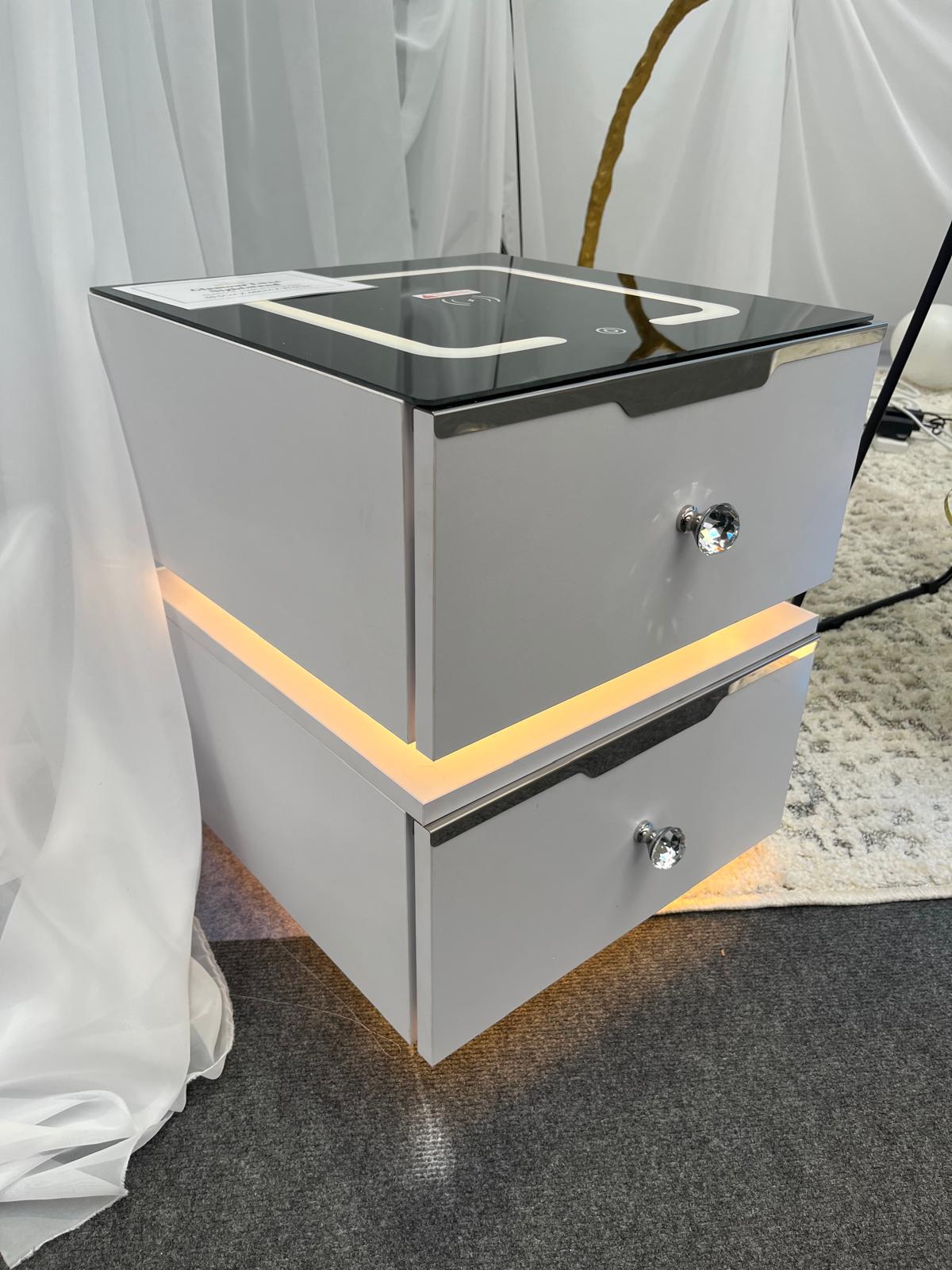 Luxe Nightstand With Wireless Charging and Led Lights