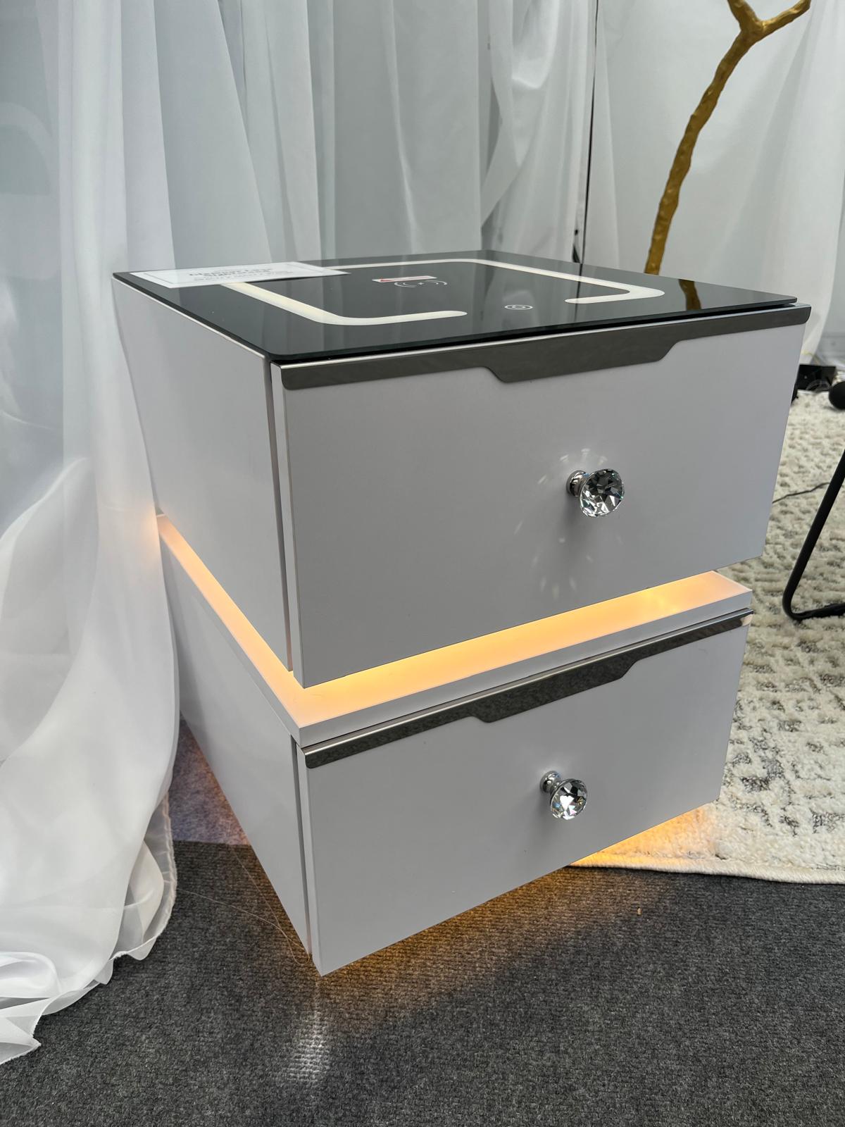 Luxe Nightstand With Wireless Charging and Led Lights