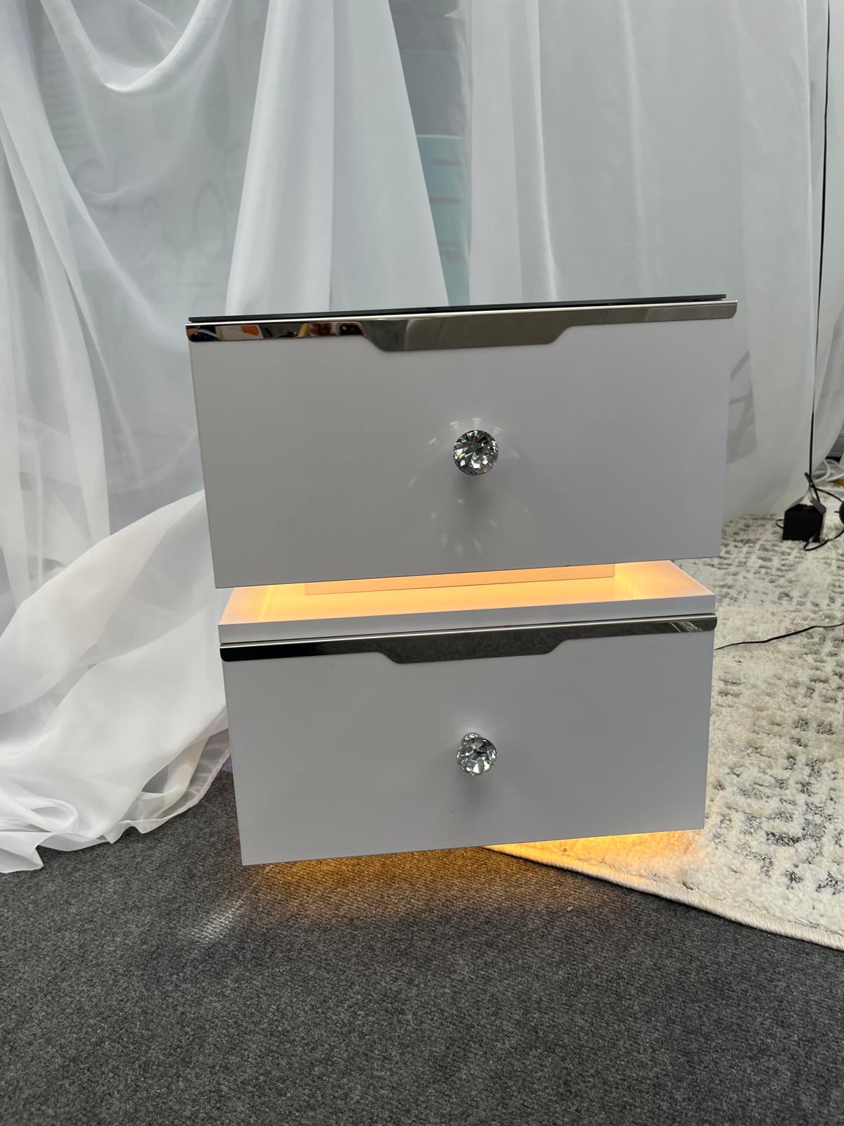 Luxe Nightstand With Wireless Charging and Led Lights