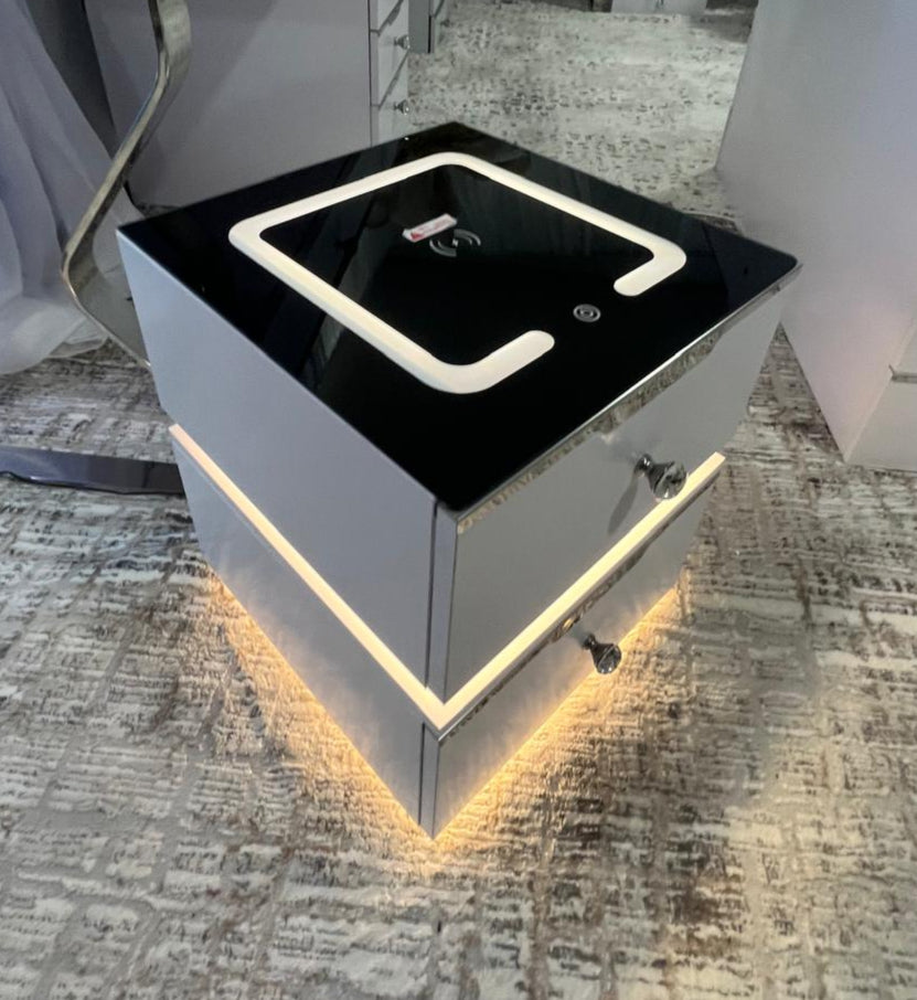 Luxe Nightstand With Wireless Charging and Led Lights