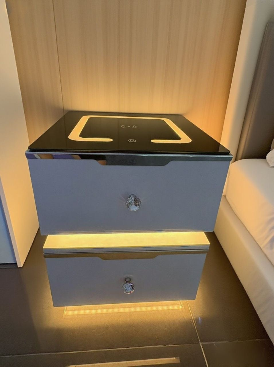 Luxe Nightstand With Wireless Charging and Led Lights