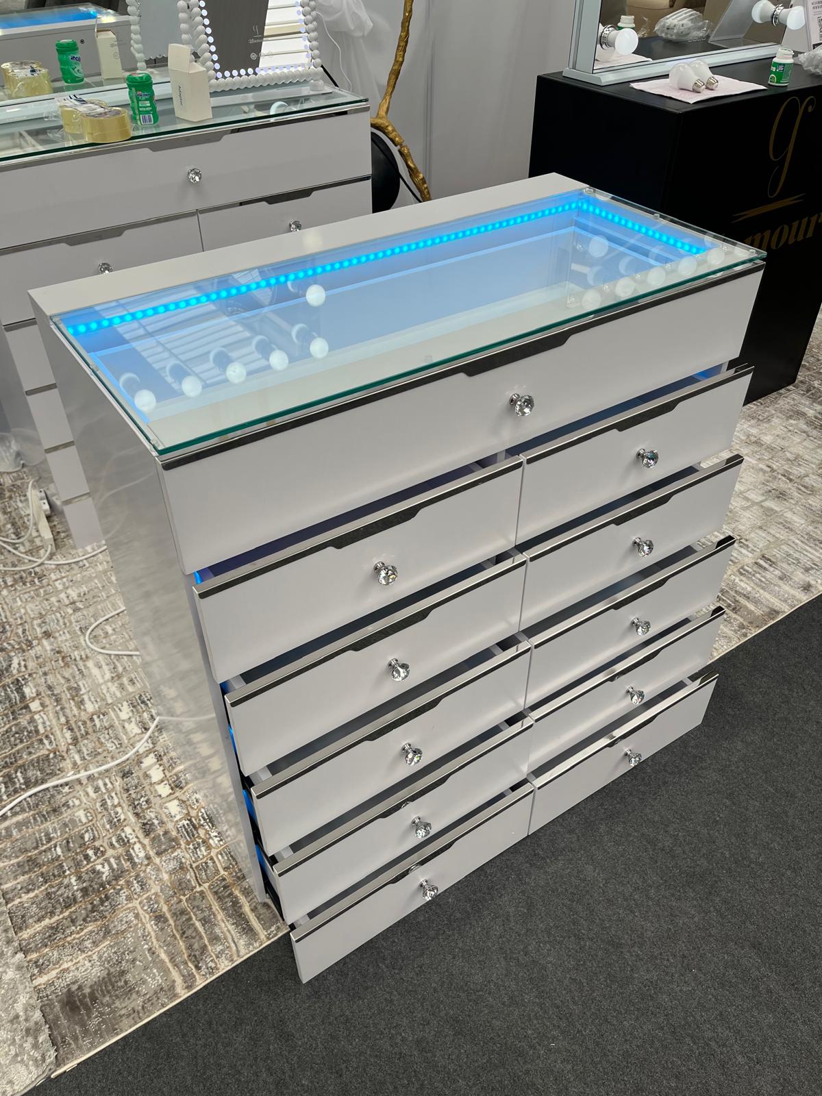 11 Drawer Dresser with Led Rainbow Lights