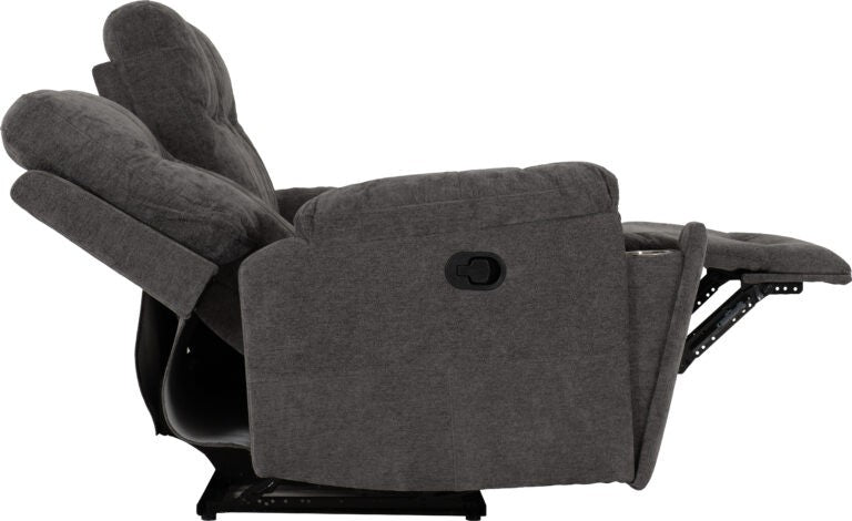 Side picture of Guildford 3 Seater Recliner Sofa – Grey Fabric on a white background