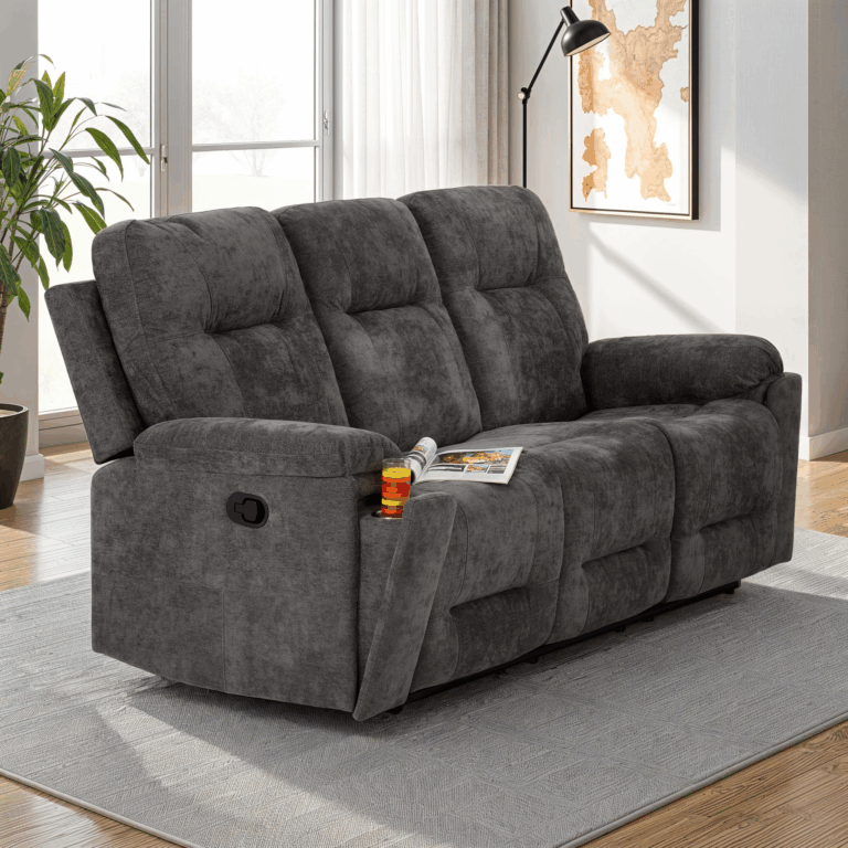 Guildford 3 Seater Recliner Sofa – Grey Fabric