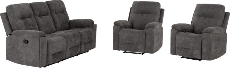 Guildford 3+1+1 Recliner Suite – Grey Fabric