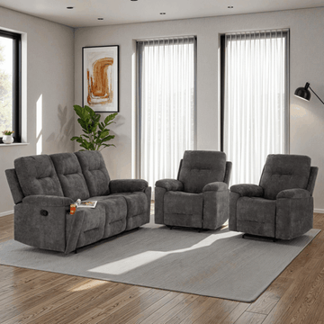 Guildford 3+1+1 Recliner Suite – Grey Fabric
