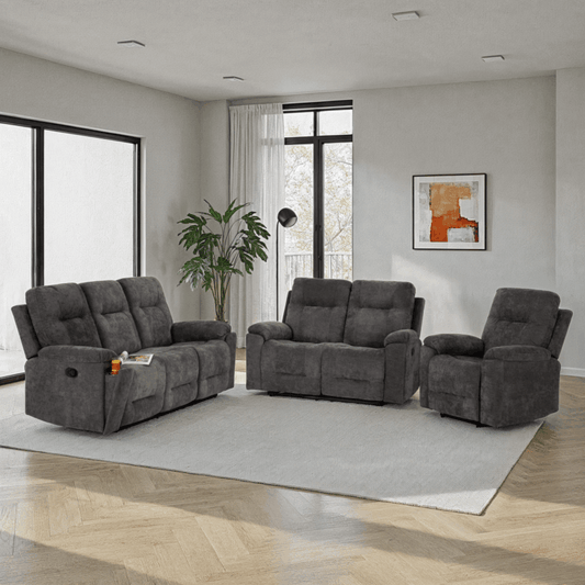 Guildford 3+2+1 Recliner Suite – Grey Fabric