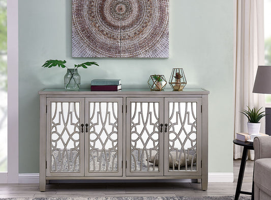 Gallo 4 Door Sideboard – Champagne Finish with Mirrored Panels