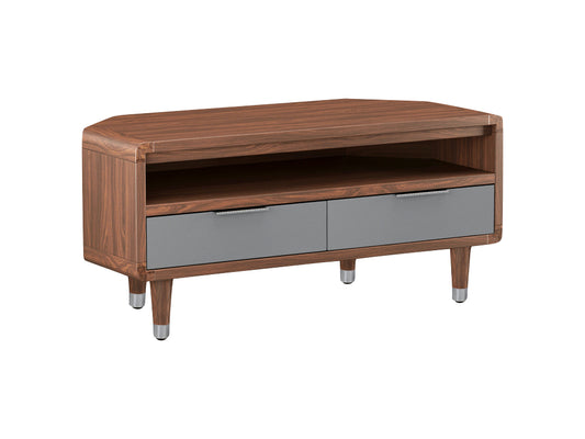 Girona Corner TV Unit - Walnut/Grey