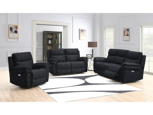 Harrow 3+1+1 Electric Recliner Sofa Suite - Black