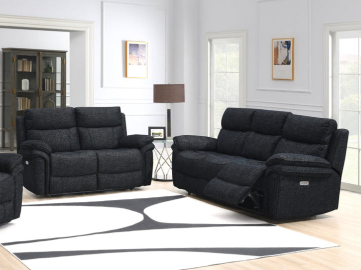 Harrow 3+2 Electric Recliner Sofa Suite - Black