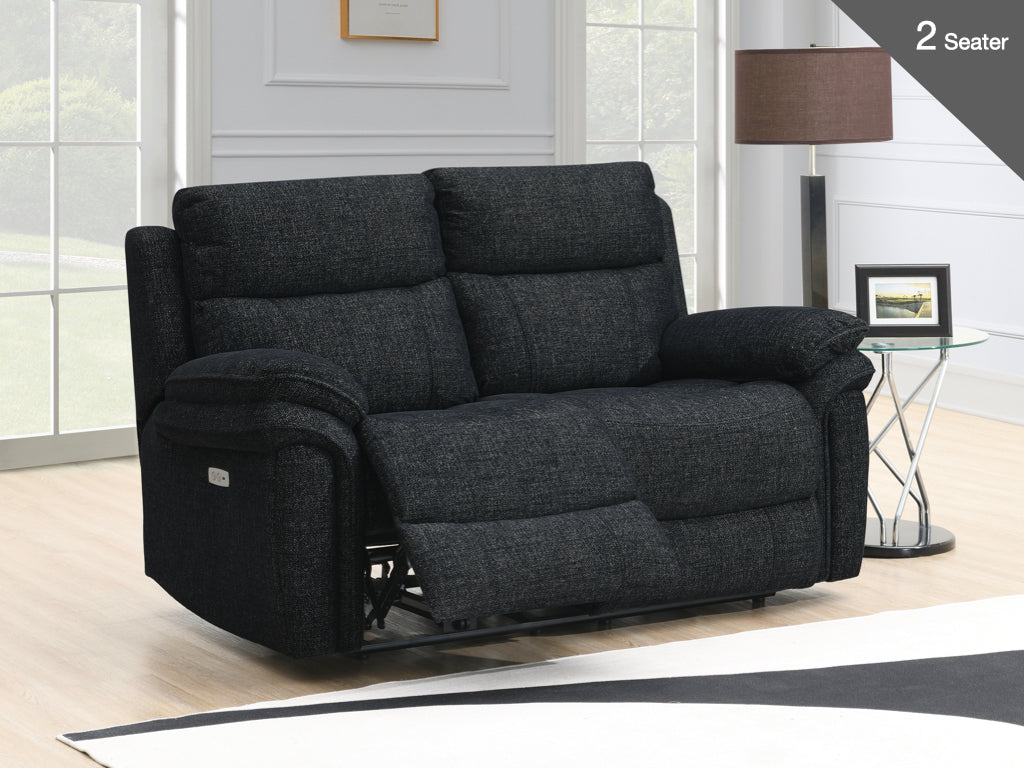 Harrow 3+2 Electric Recliner Sofa Suite - Black
