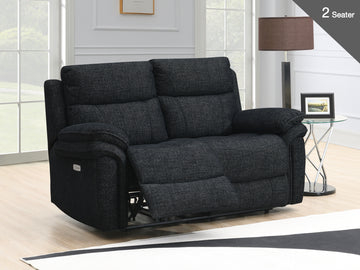 Harrow 2 Seater Electric Recliner Sofa  - Black