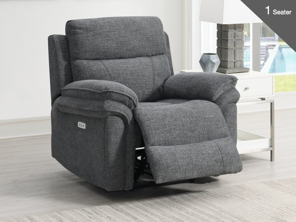 Harrow 3+1+1 Electric Recliner Sofa Suite - Dark Grey