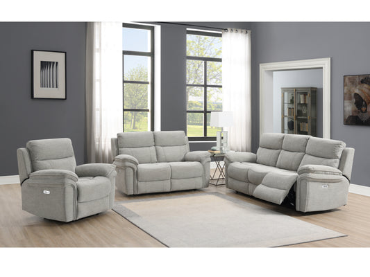 Harrow 3+1+1 Electric Recliner Sofa Suite - Light Grey