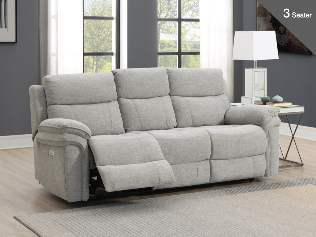 Harrow 3+2 Electric Recliner Sofa Suite - Light Grey