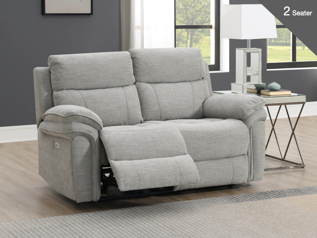 Harrow 3+2 Electric Recliner Sofa Suite - Light Grey