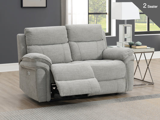 Harrow 2 Seater Electric Recliner Sofa  - Light Grey