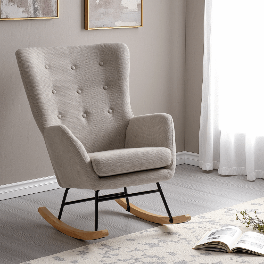 Hayden Rocking Chair – Beige Fabric