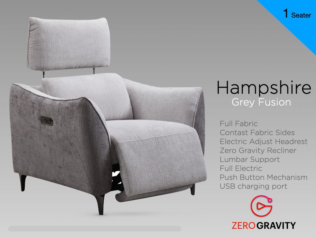 Hampshire Grey Fusion Electric Recliner Chair