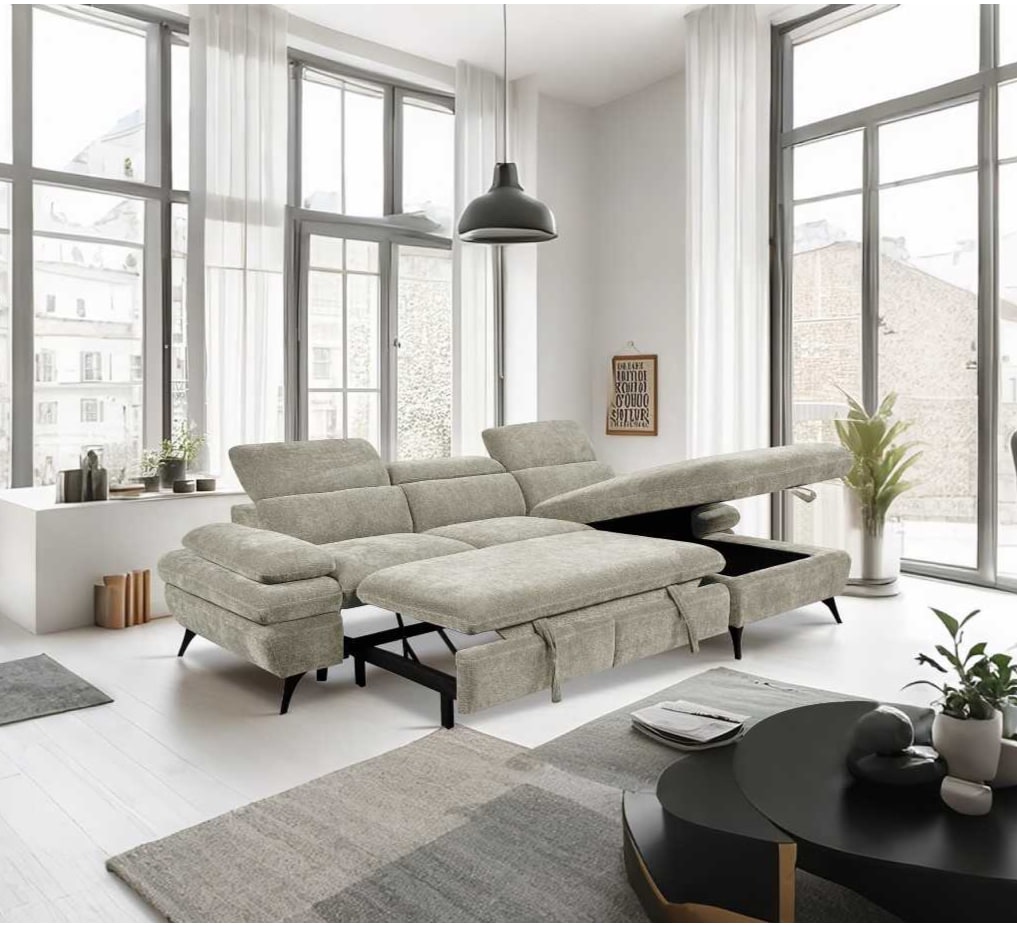 Hannah Cream Sofa Suite / Sofa Bed RHF