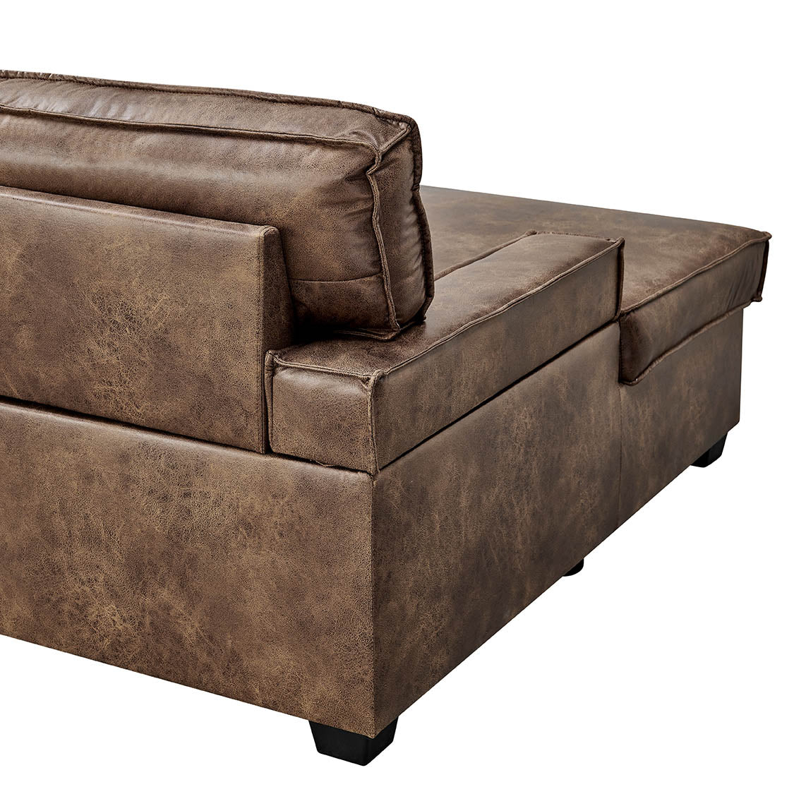 Havar Corner Sofa with Pull Out Sofa Bed & Storage - Brown Leather Aire (LHF/RHF)