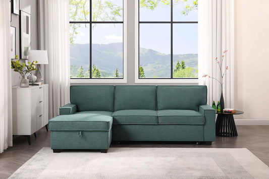 Havar Corner Sofa with Pull Out Sofa Bed & Storage - Teal (LHF/RHF)