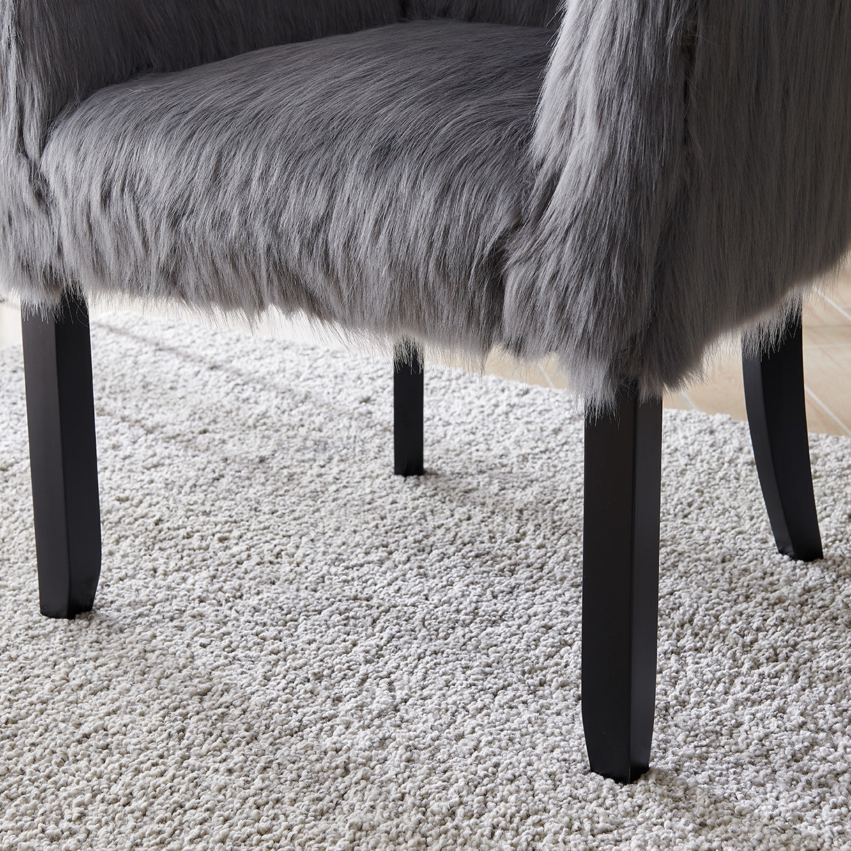 Heavy Shag Faux Sheepskin Tub Chair – Grey, Pink & White