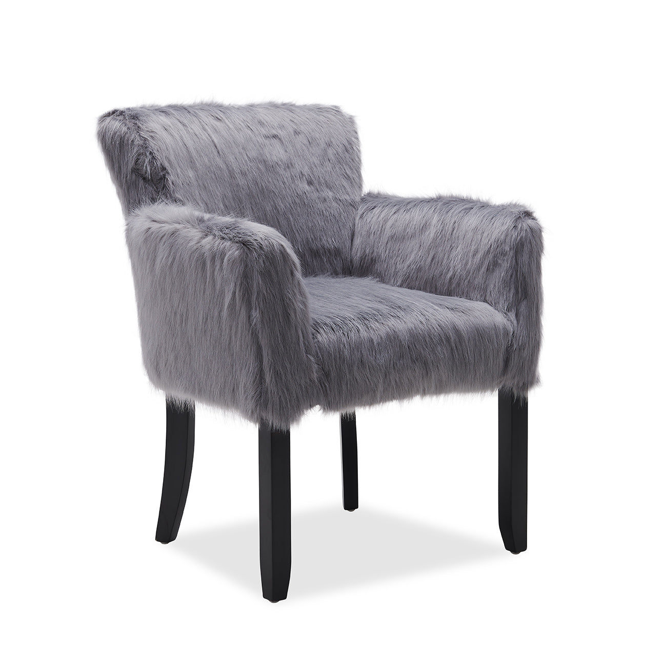 Heavy Shag Faux Sheepskin Tub Chair – Grey, Pink & White