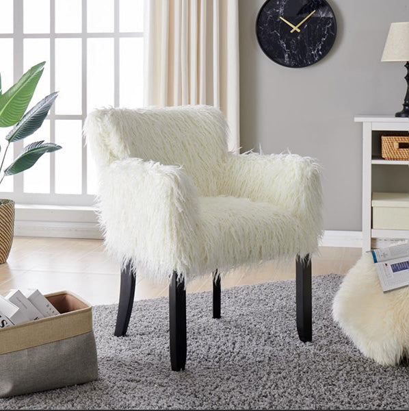 Heavy Shag Faux Sheepskin Tub Chair – Grey, Pink & White