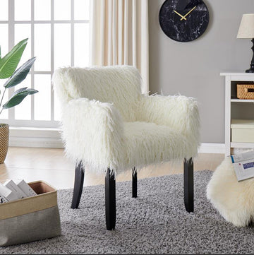 Heavy Shag Faux Sheepskin Tub Chair – Grey, Pink & White