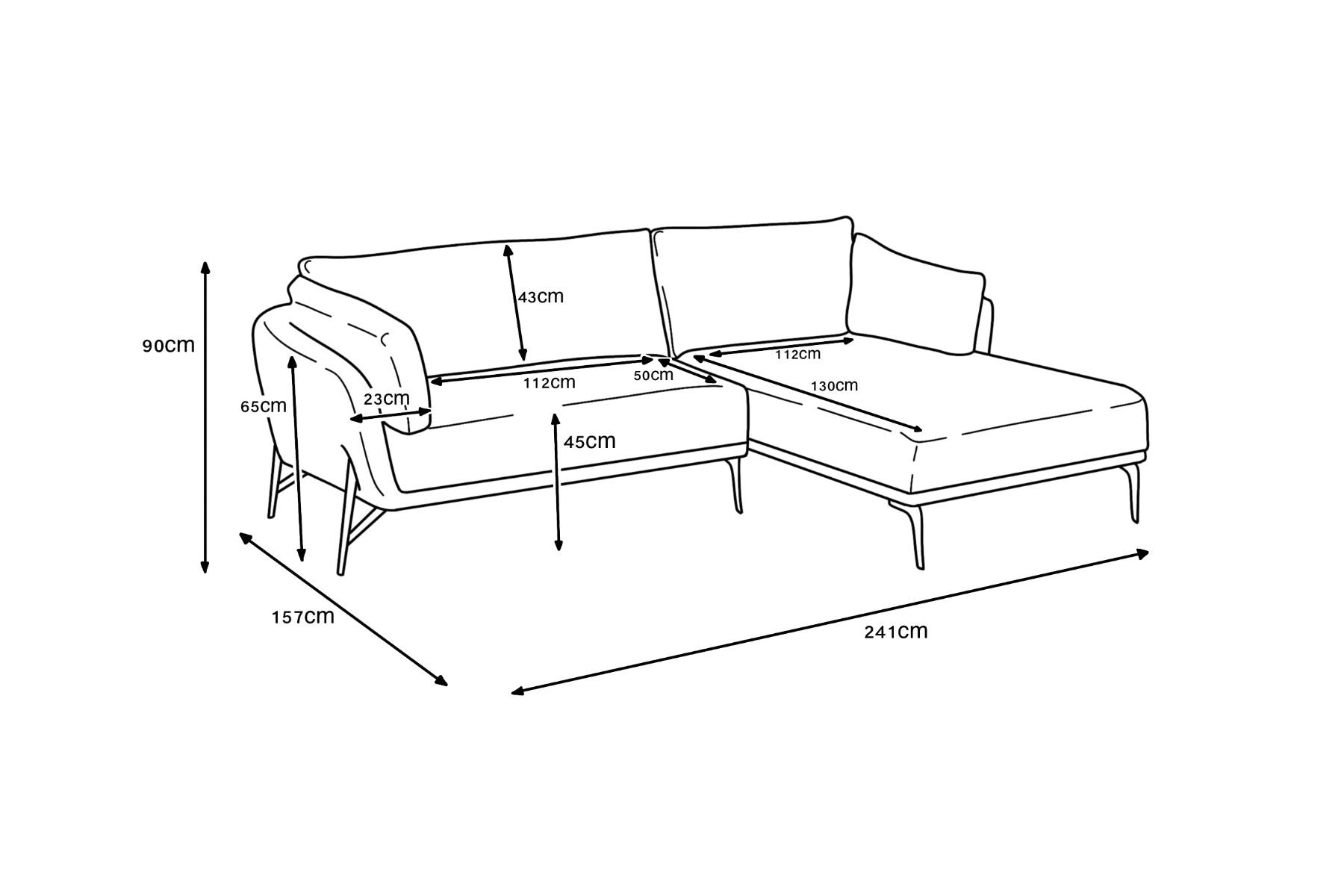 Hilton Corner Sofa Right - Light Grey