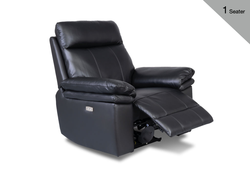 Horizon Armchair Electric Recliner Leather - Black
