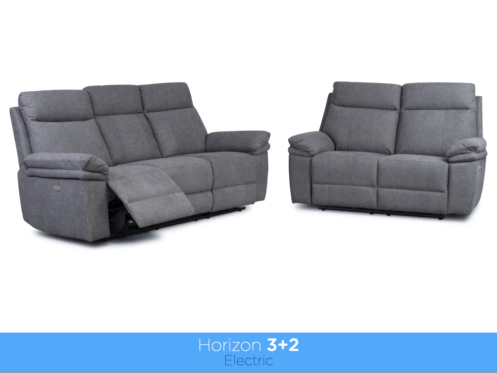 Horizon 3+2 Electric Reclining Suite – Dark Grey