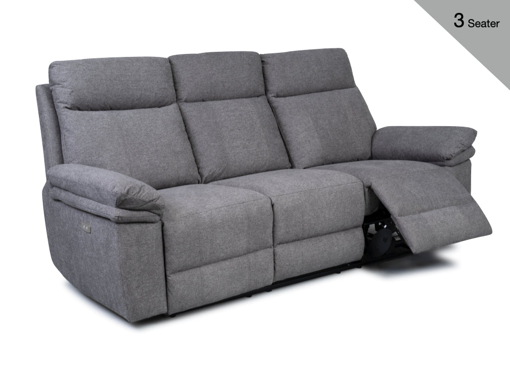 Horizon 3+1+1 Electric Reclining Fabric Suite – Dark Grey