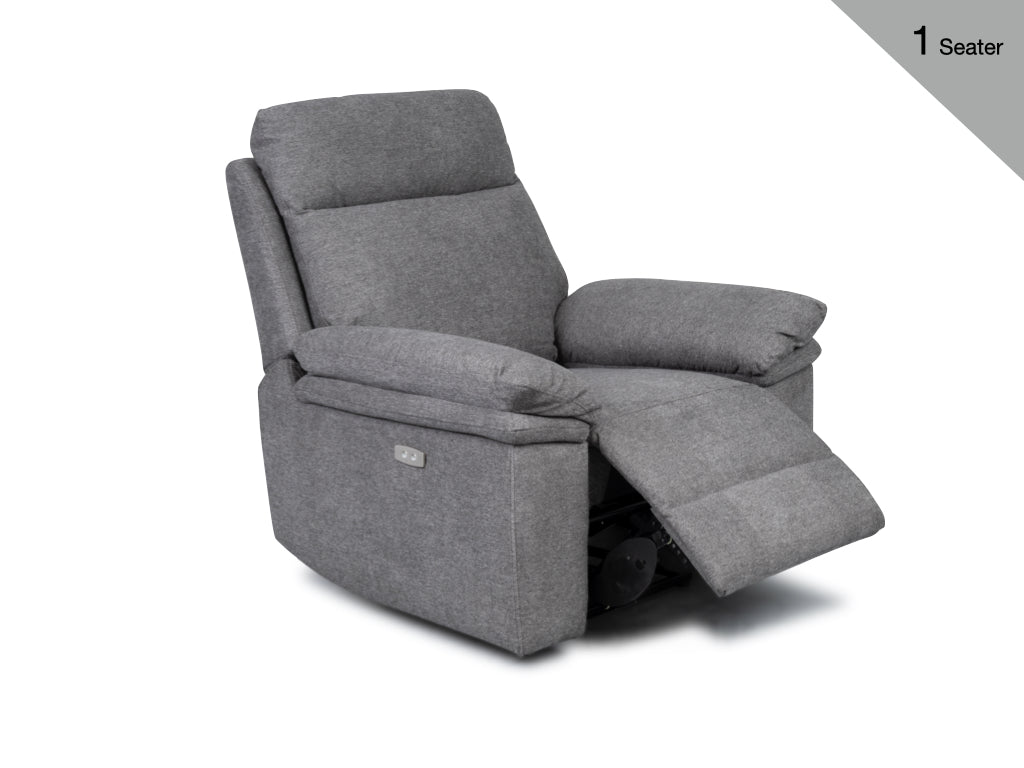 Horizon 3+1+1 Electric Reclining Fabric Suite – Dark Grey