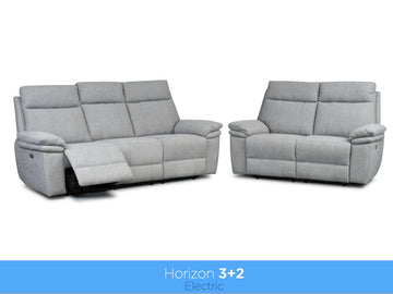 Horizon 3+2 Electric Reclining Suite – Light Grey